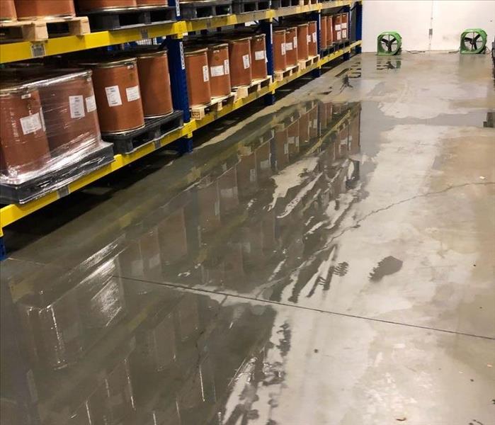 warehouse with water on the ground